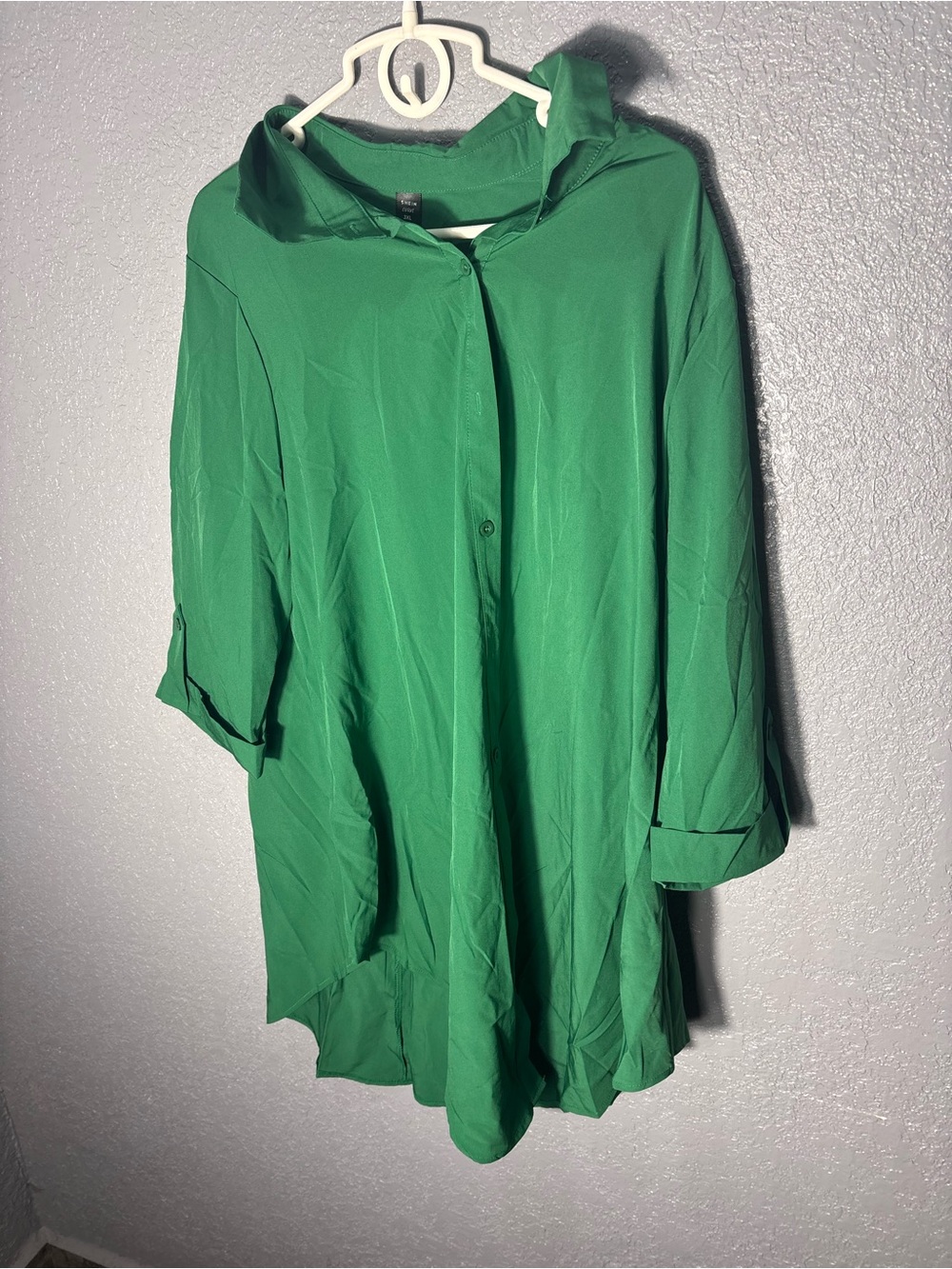 SHEIN Green Button-Front Tunic Blouse